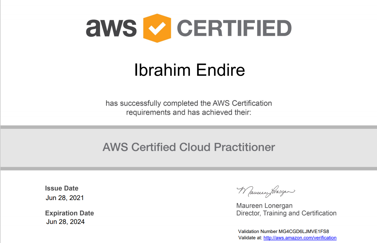 AWS Cloud Practitioner certificate